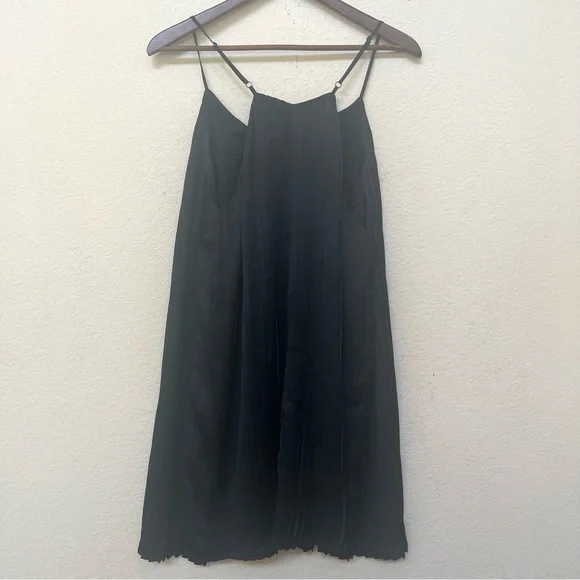 All Saints Black Pleat Spaghetti Strap Mini Dress B1/18 - Picture 7 of 13